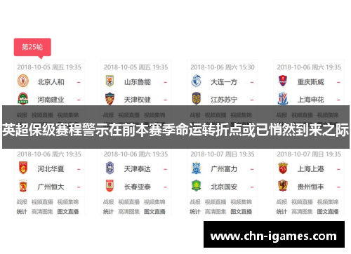 英超保级赛程警示在前本赛季命运转折点或已悄然到来之际